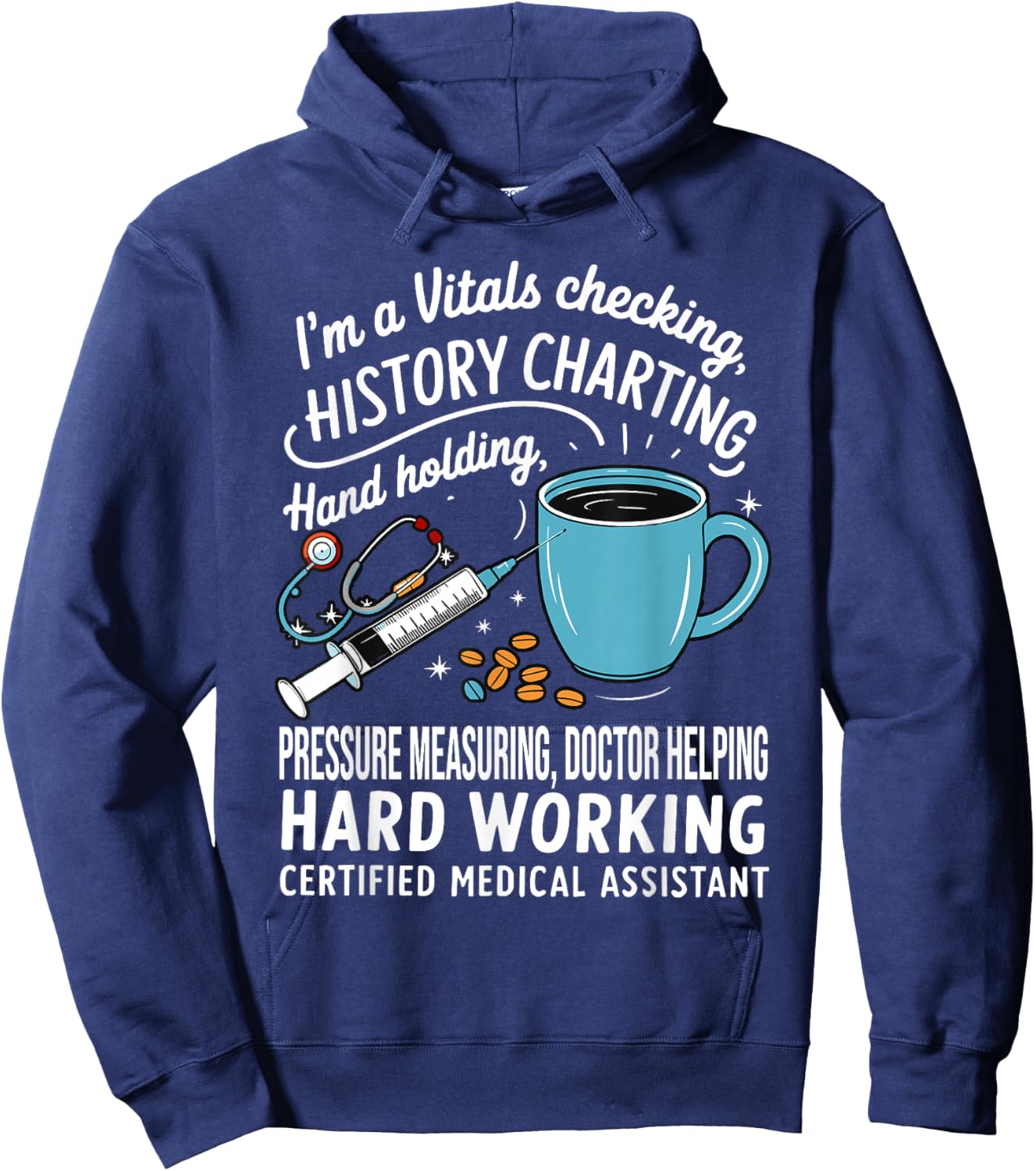 Vitals CMA Doctor Nursing Certified Medical Assistant Hoodie - Hoodie | Navy