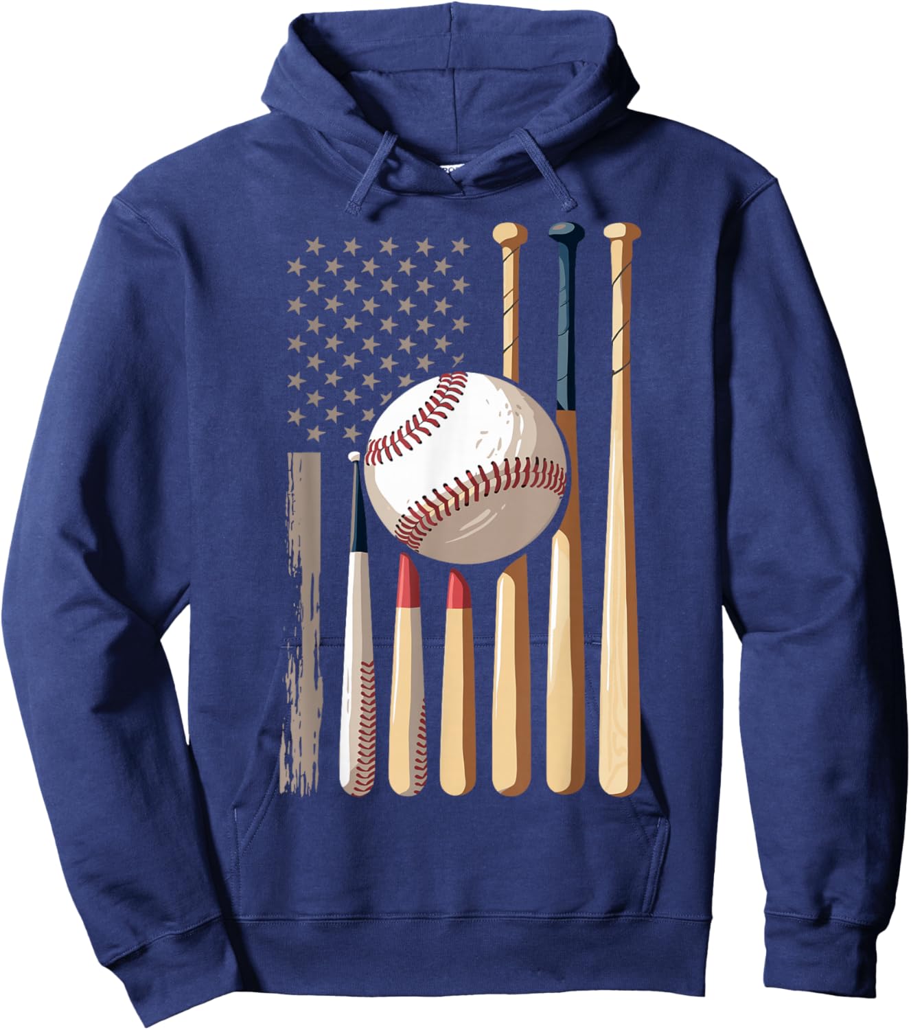 Baseball American Flag Hoodie - Hoodie | Navy