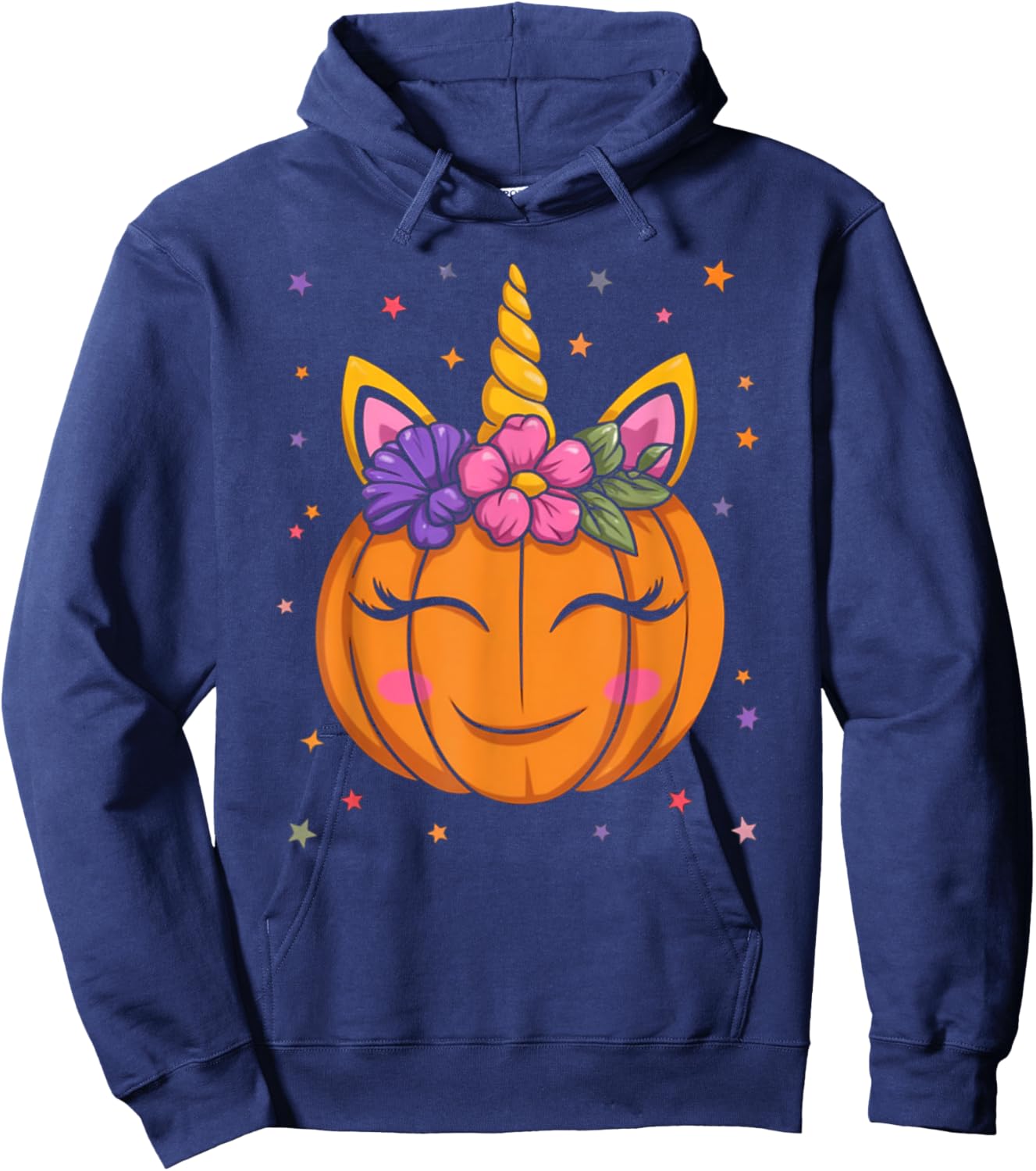Cute Unicorn Pumpkin Girls Kids Funny Halloween Costume Hoodie - Hoodie | Navy