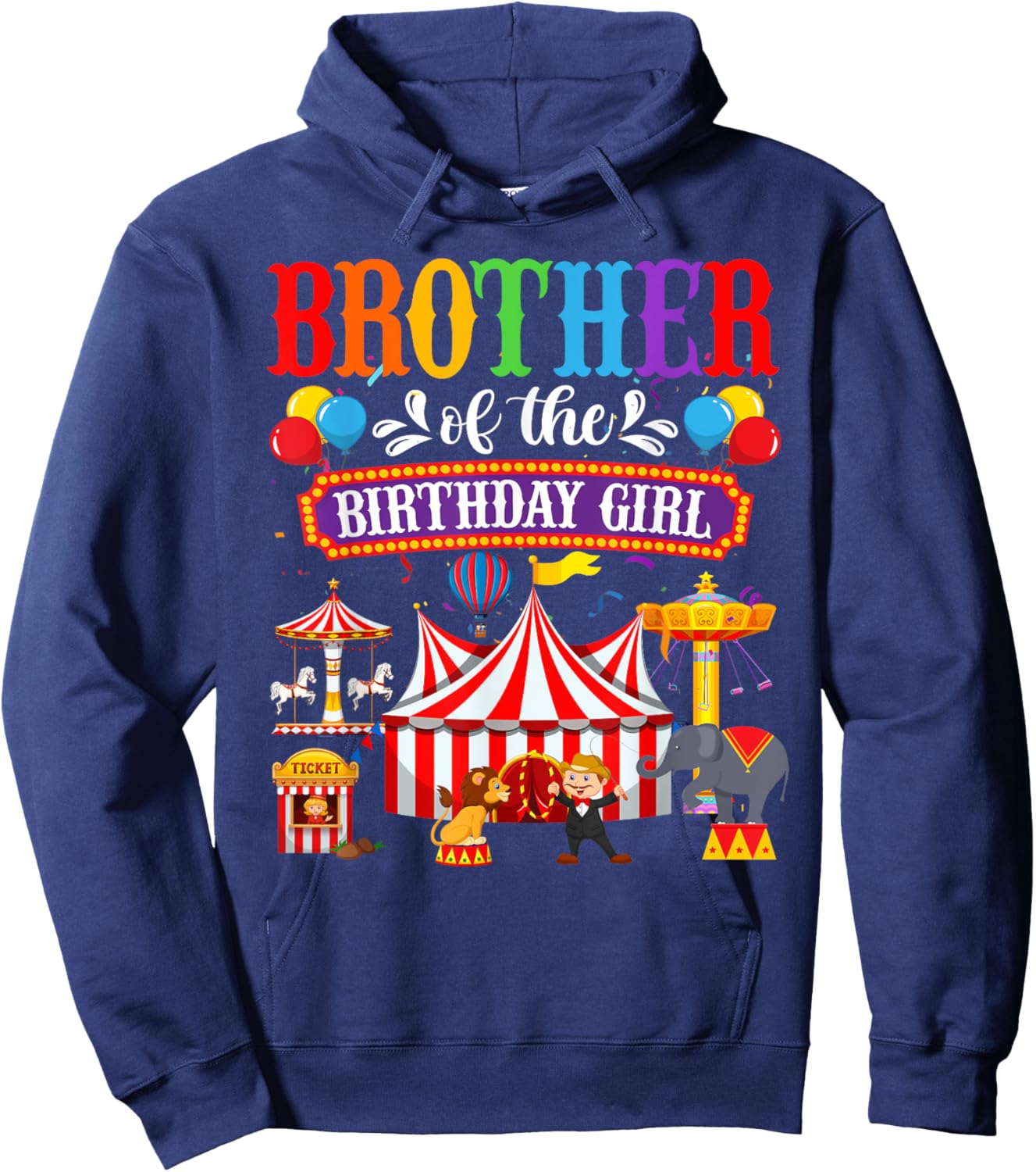 Brother Of The Birthday For Girl Circus Carnival Family Hoodie - Hoodie | Navy