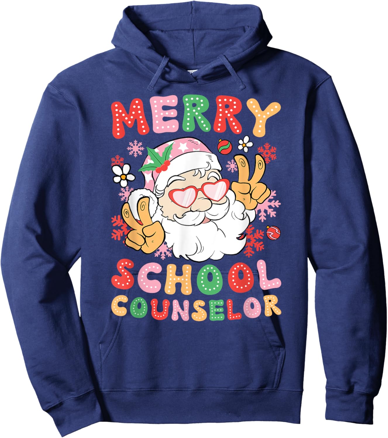 Merry School Counselor Christmas School Counseling Xmas Hoodie - Hoodie | Navy