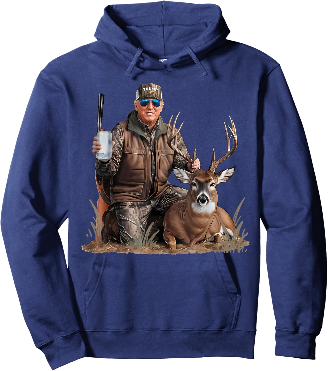 Trump Deer Hunting Donald Trump Old School Camouflage Hoodie - Hoodie | Navy