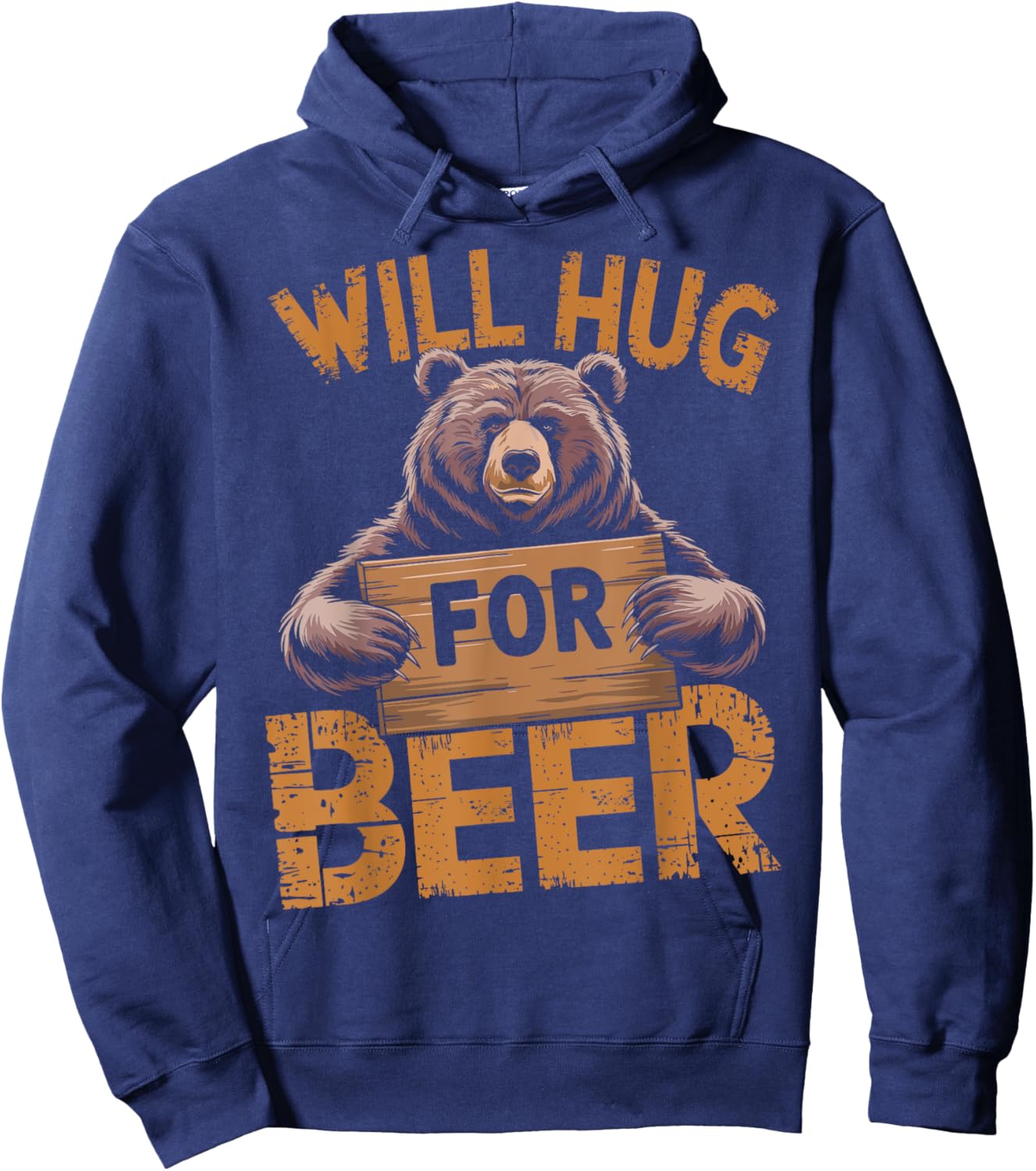 Funny Bear Lover Will Hug For Beer Design Hoodie - Hoodie | Navy