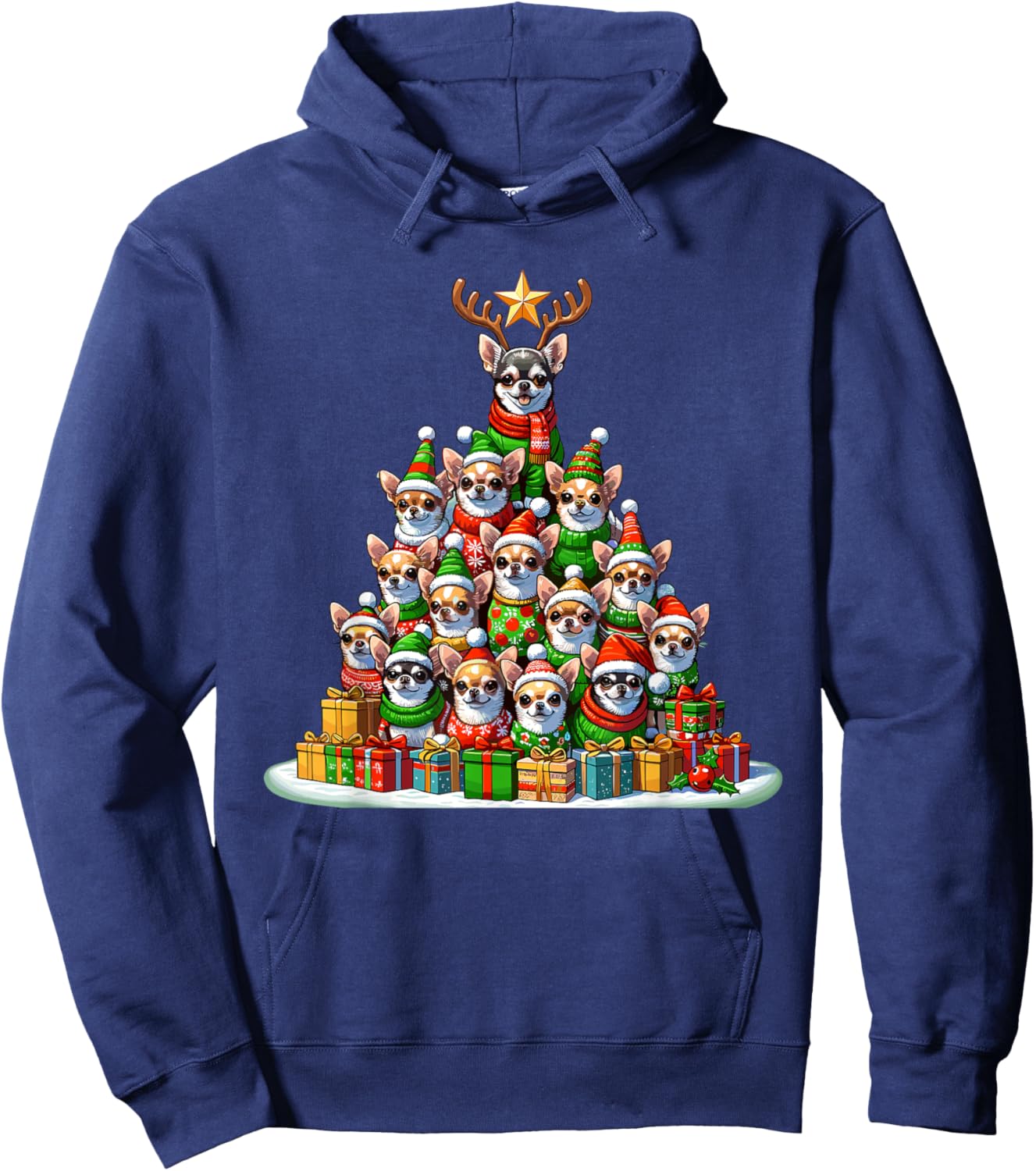 Christmas Tree Chihuahua Chihuahuas Chi Hoodie - Hoodie | Navy