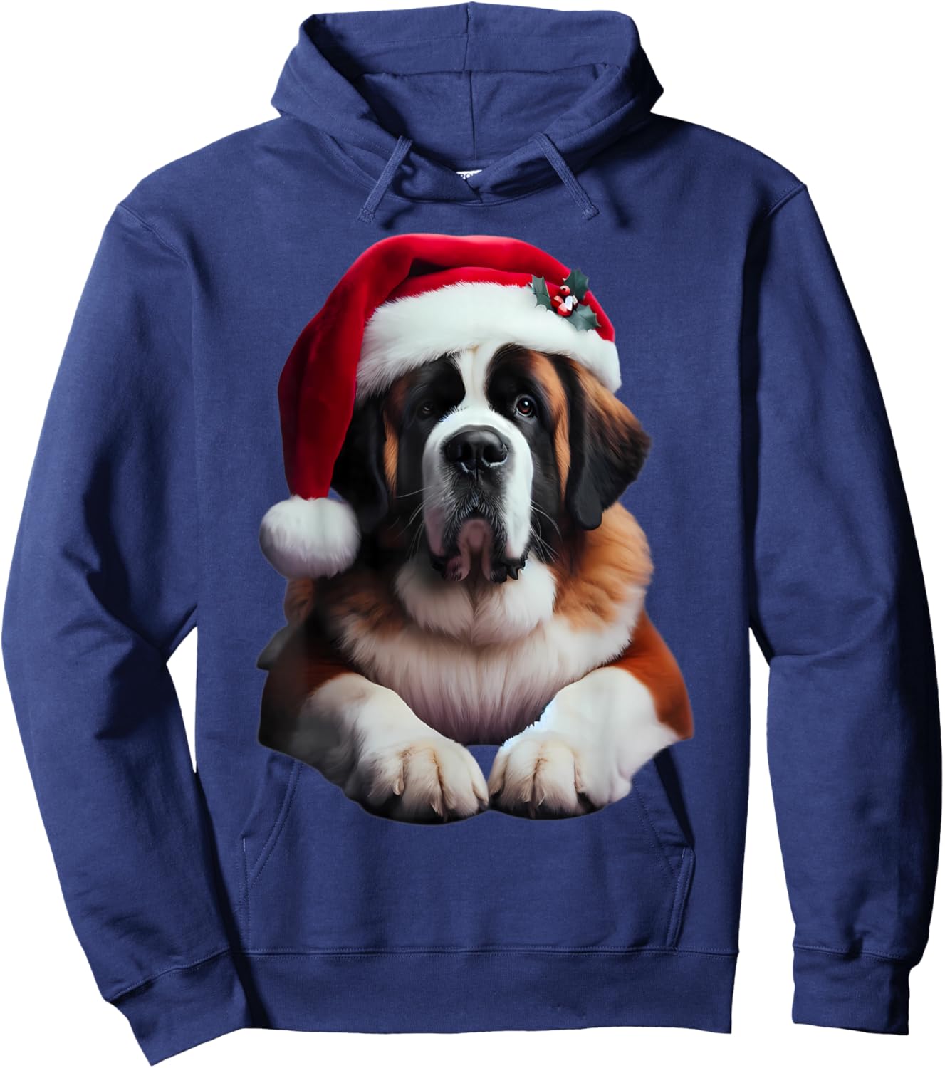 Saint Bernard With Santa Hat Christmas Xmas Dog Owner Mom Hoodie - Hoodie | Navy