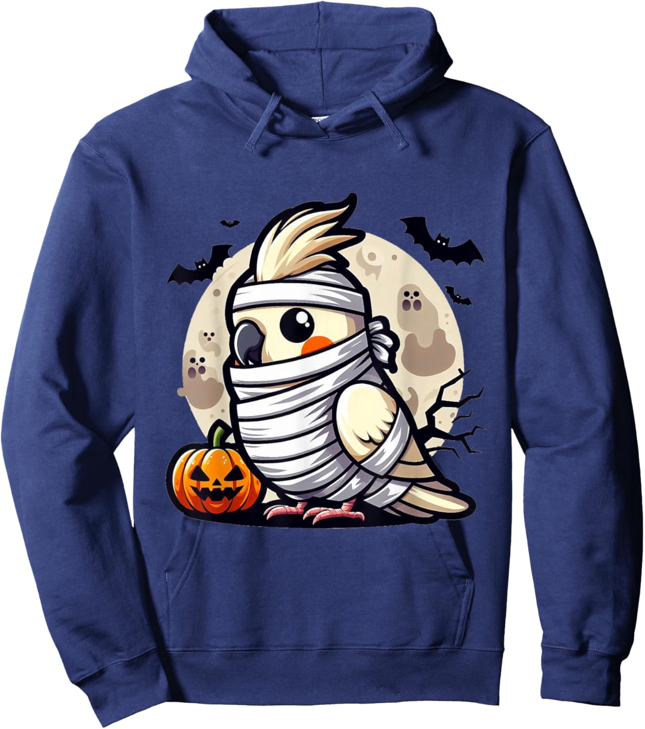 spooky Cockatiel mummy Hoodie - Hoodie | Navy
