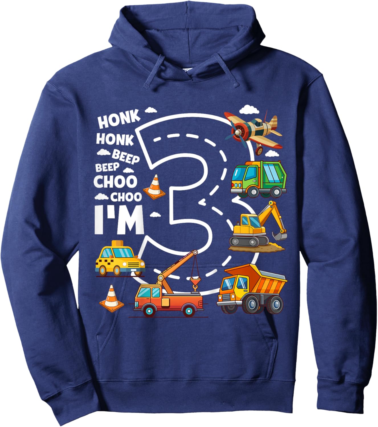 Kids 3 Year Old Transportation Birthday Boy 3rd Toddler Truck Car Hoodie - Hoodie | Navy