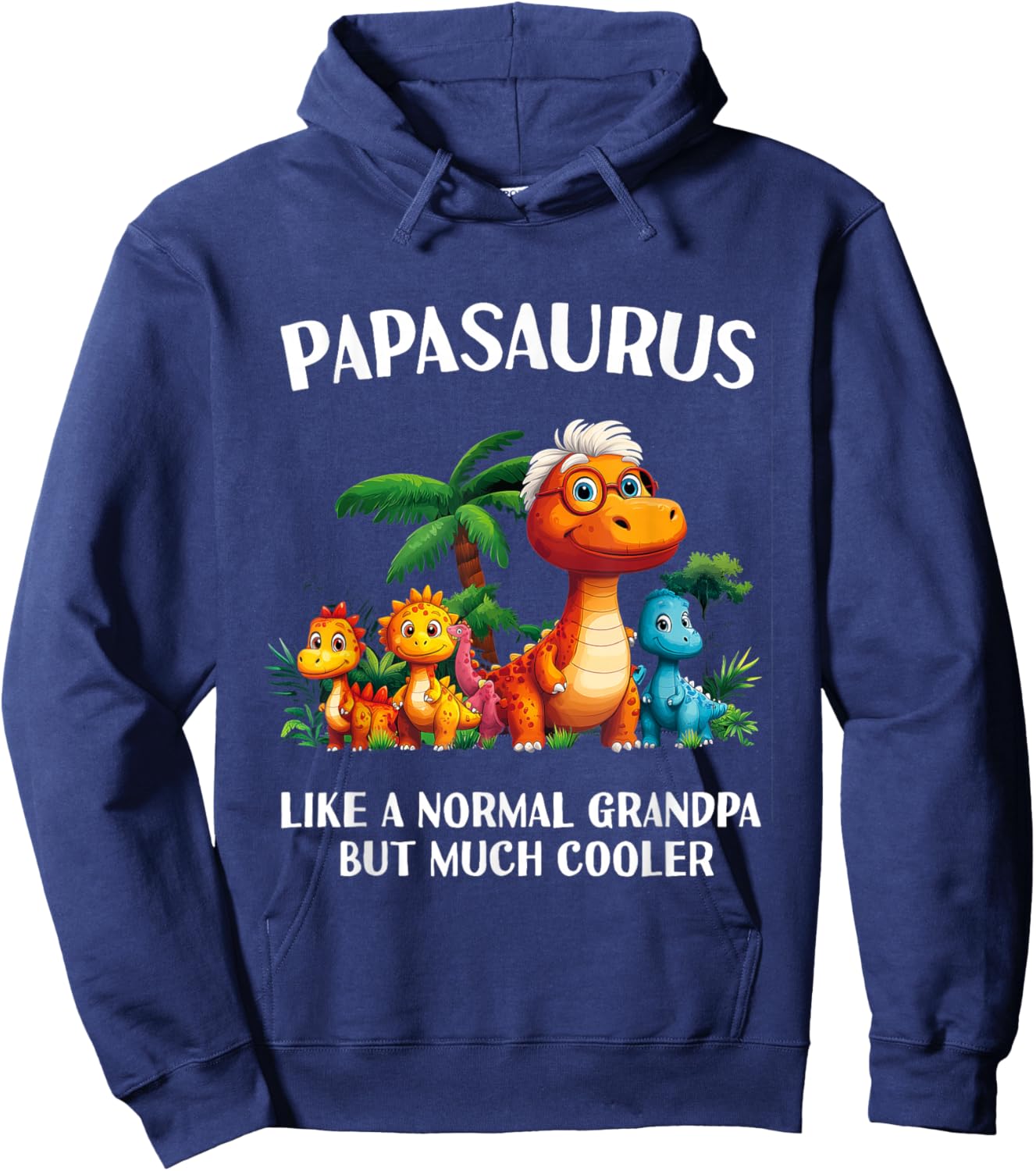 Papasaurus Papa Saurus Men Grandpa Grandfather Matching Hoodie - Hoodie | Navy
