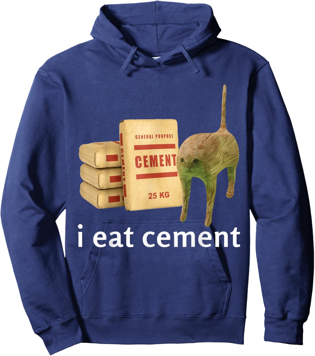 I Eat Cement Cat Shirt Kids Funny Dank Cat Meme Hoodie - Hoodie | Navy