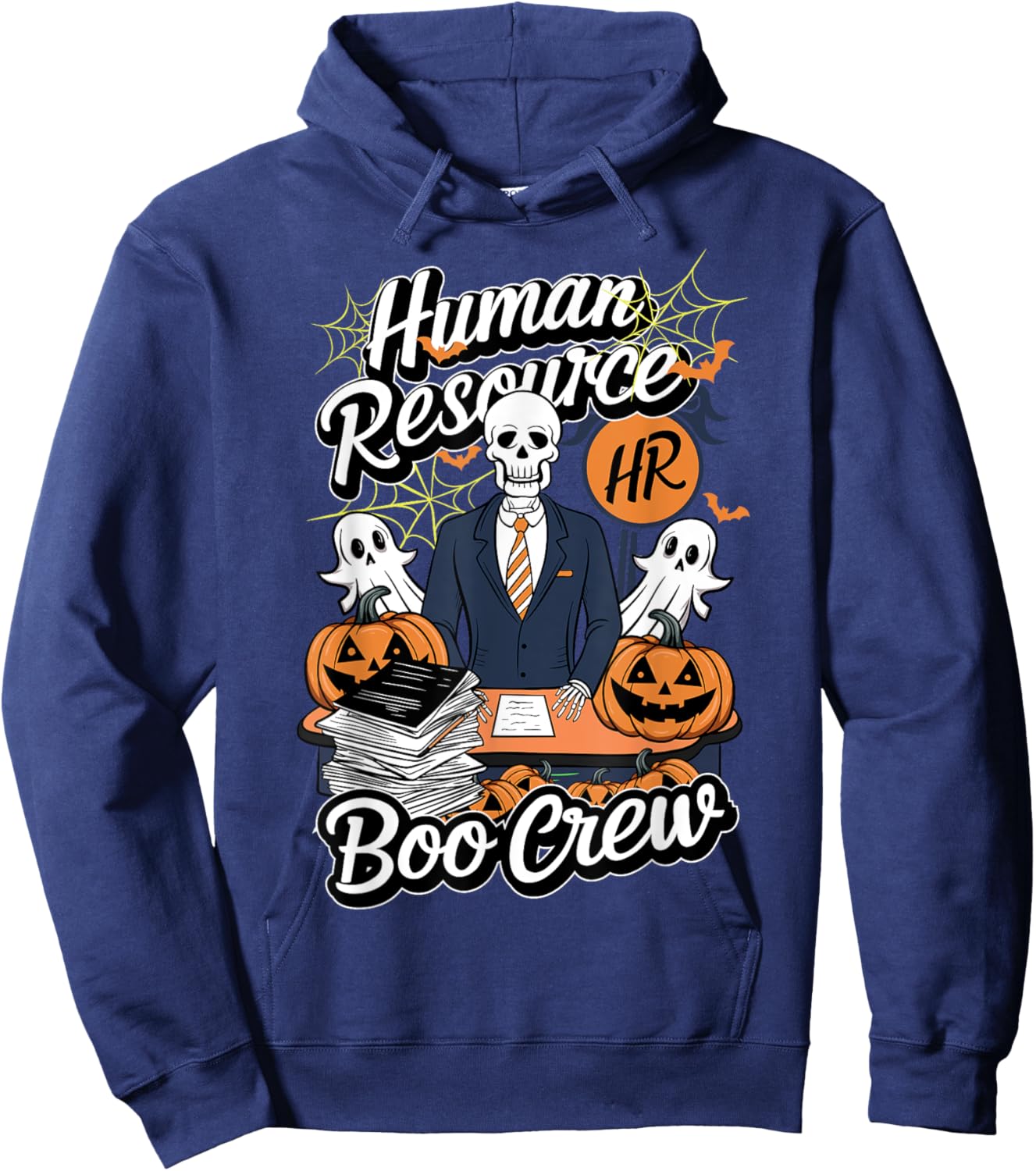 HR Boo Crew Halloween Ghost Trick Treat Squad Team Hoodie - Hoodie | Navy