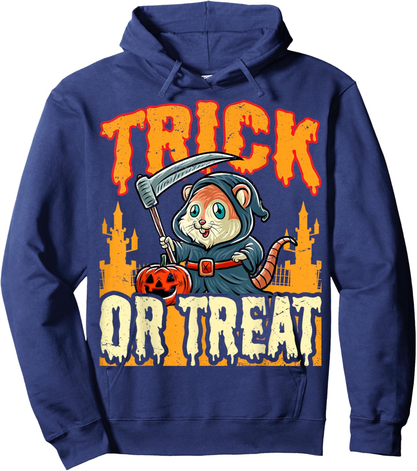 Hamster Boo Grim Reaper Trick Or Treat Halloween Costume Hoodie - Hoodie | Navy