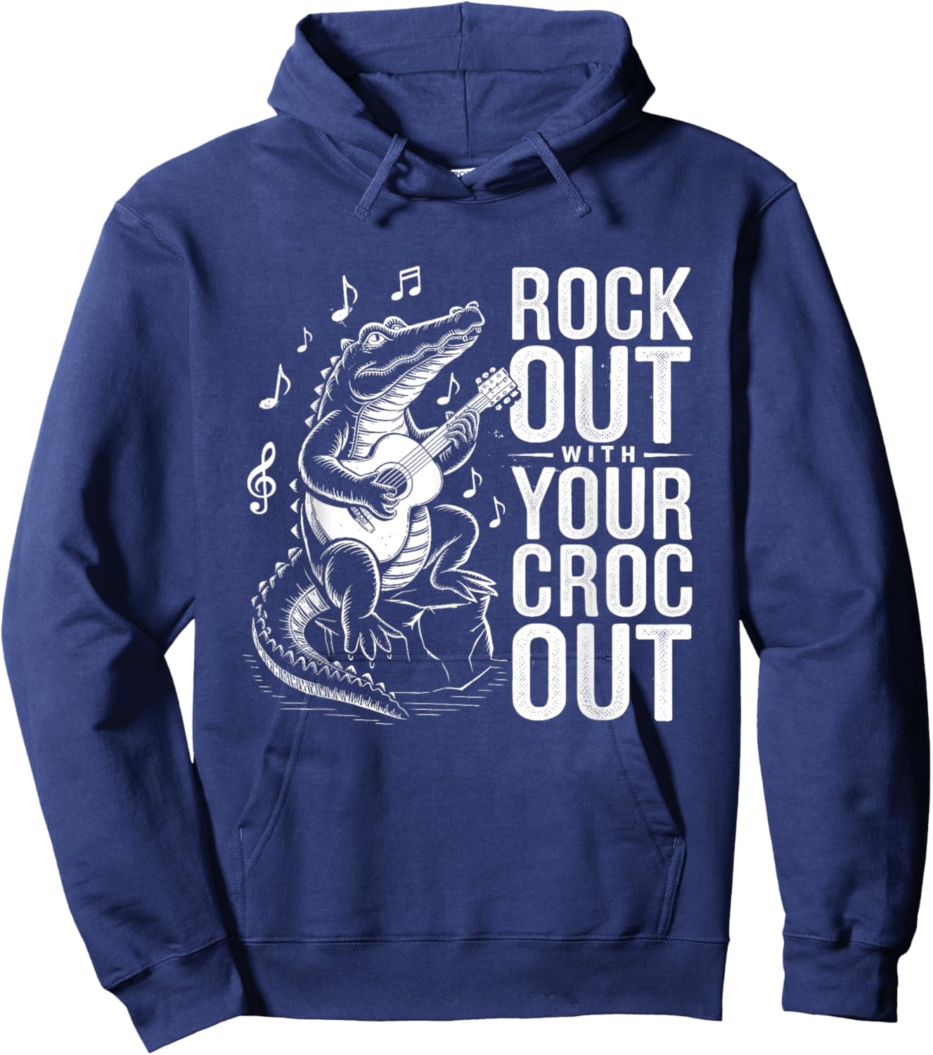 Rock Out with Your Croc Out, Crocodile Playing Guitar Hoodie - Hoodie | Navy
