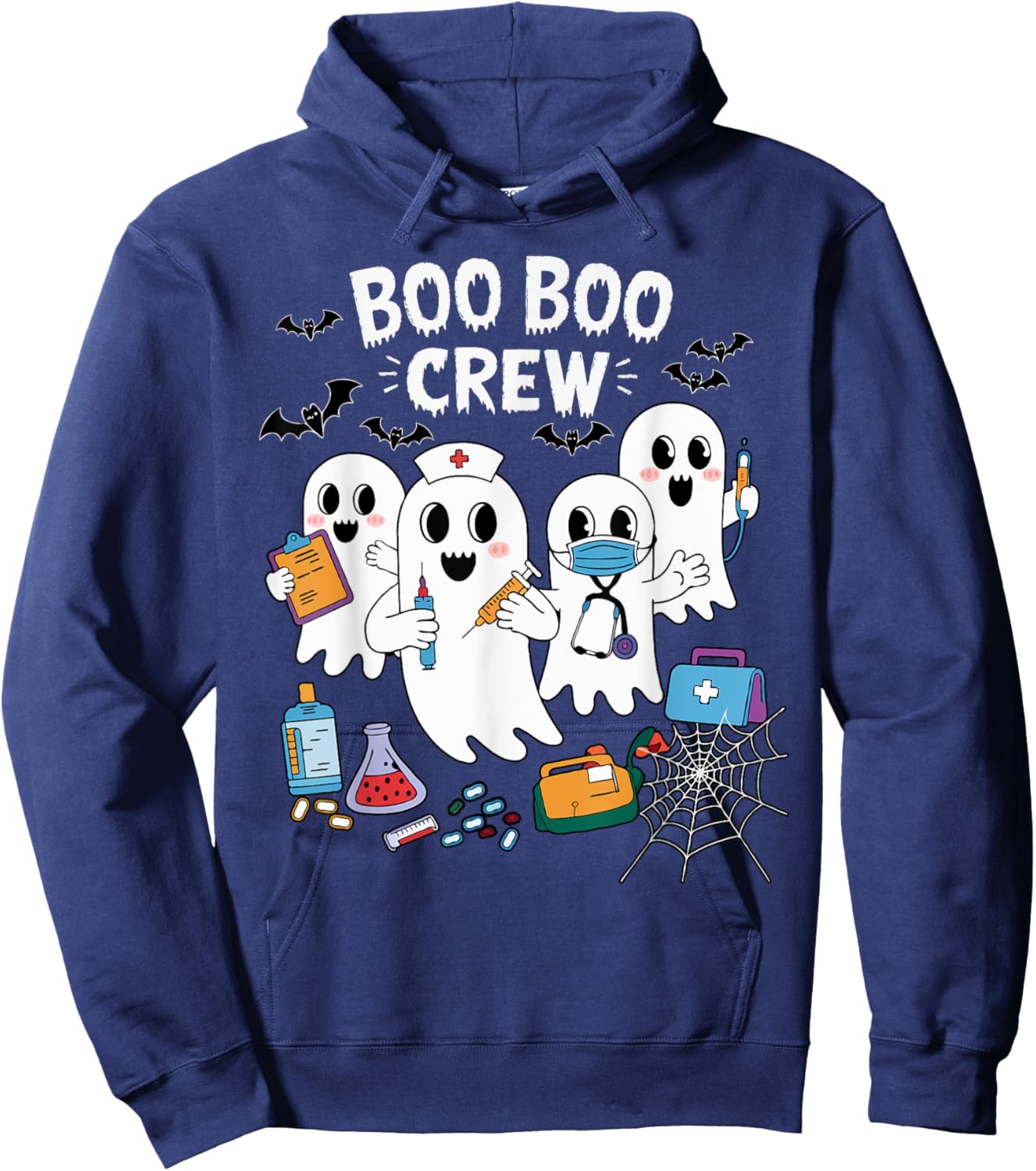 Boo Boo Crew Nurse Funny Ghost Women Halloween Nurse Hoodie - Hoodie | Navy