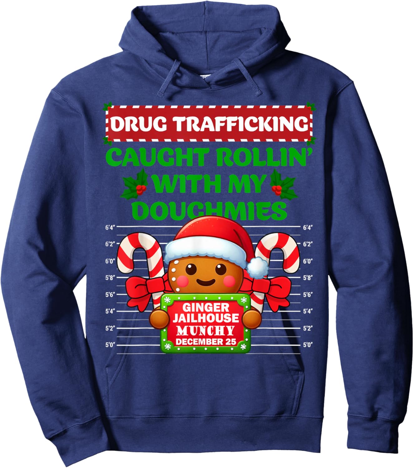 Funny Gingerbread Inmate Christmas Matching Family Group Set Hoodie - Hoodie | Navy
