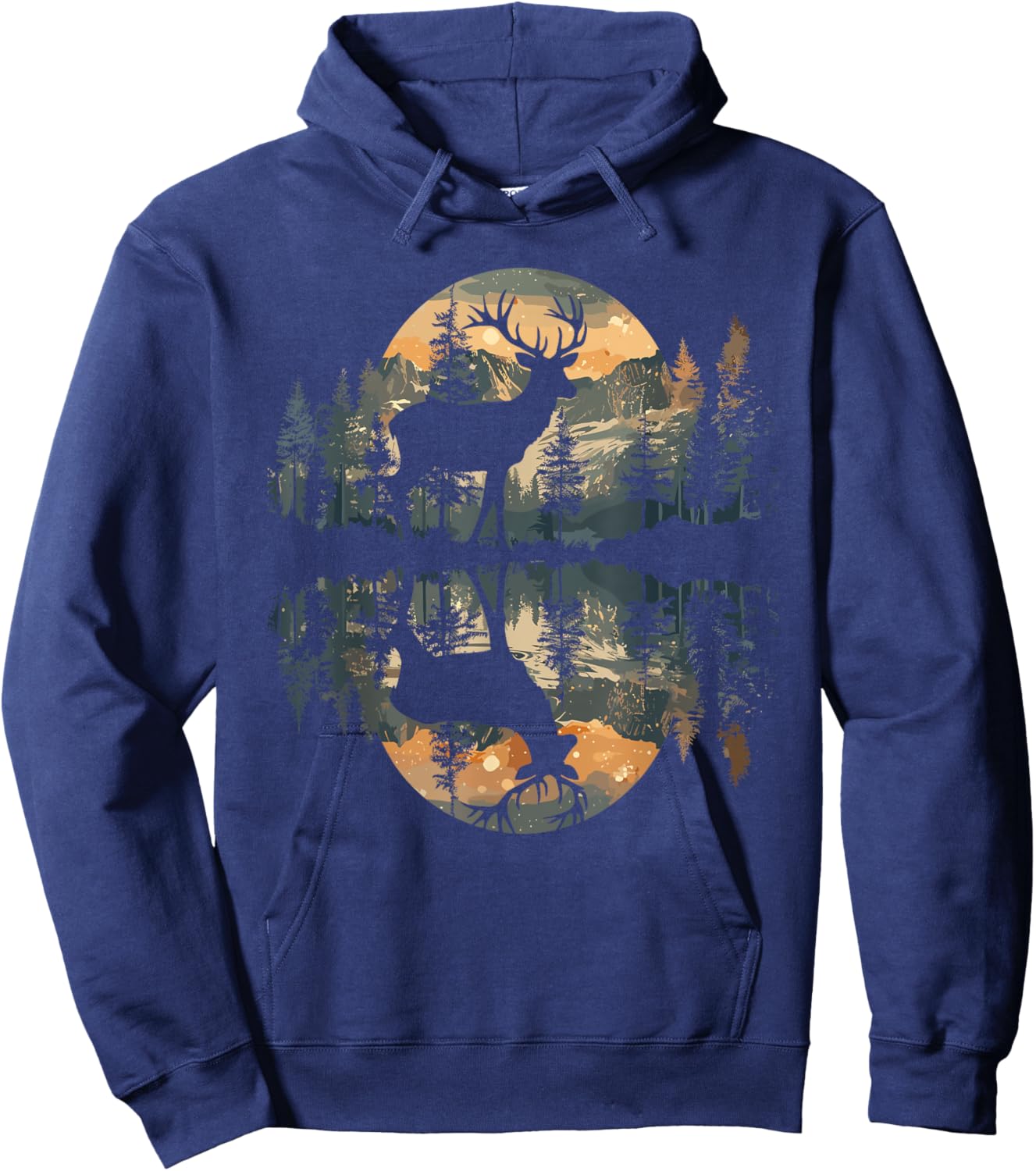 Whitetail Buck Deer Reflection Nature Wildlife Deer Hoodie - Hoodie | Navy