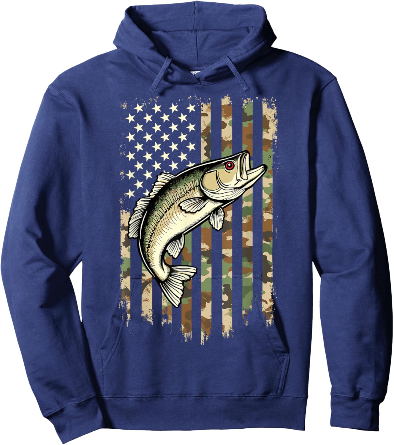 Fishing Camouflage USA American Flag Camo Fisherman Hoodie - Hoodie | Navy