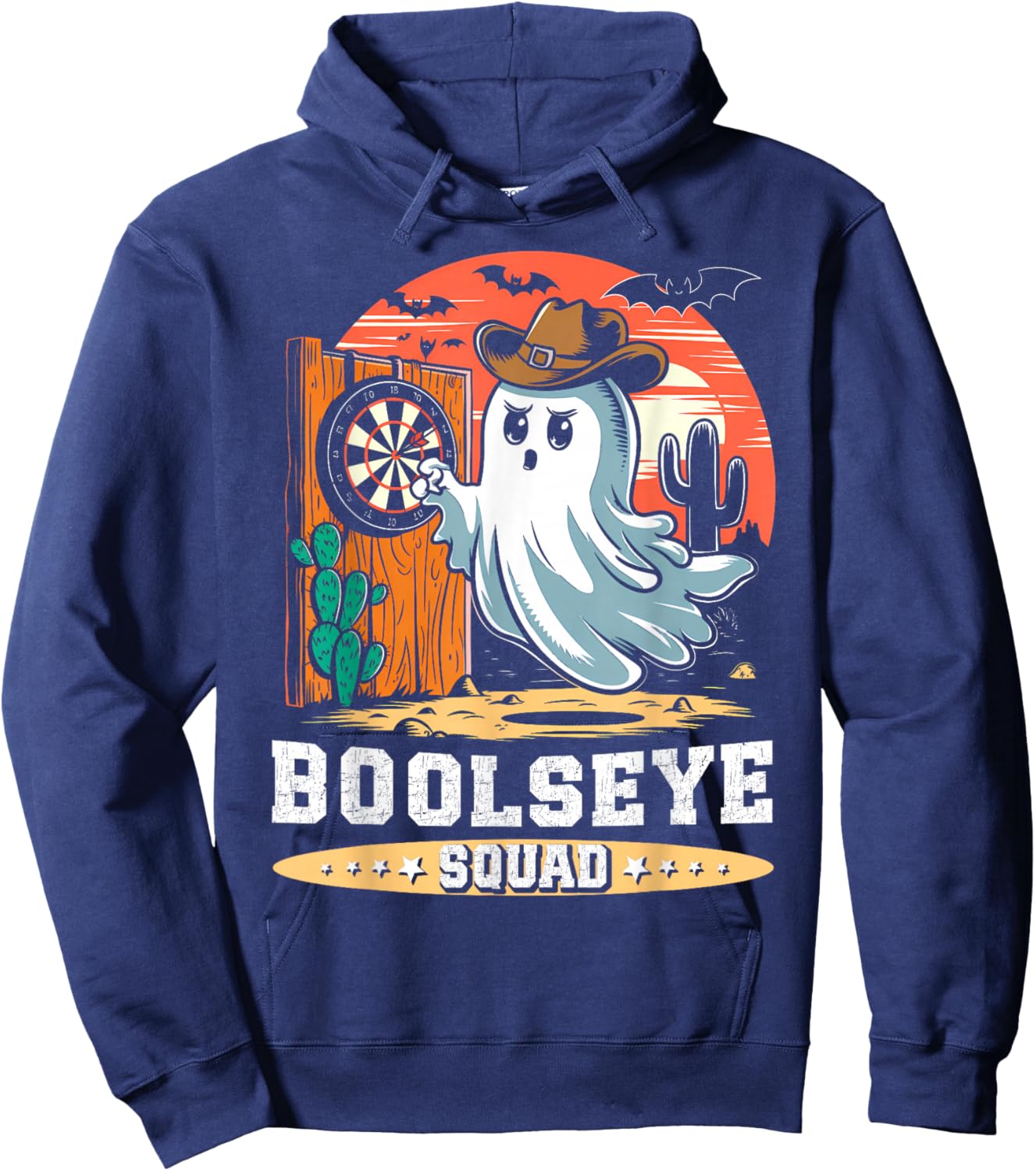 Boolseye Squad Halloween Darts Ghost Bullseye Player Darts Hoodie - Hoodie | Navy