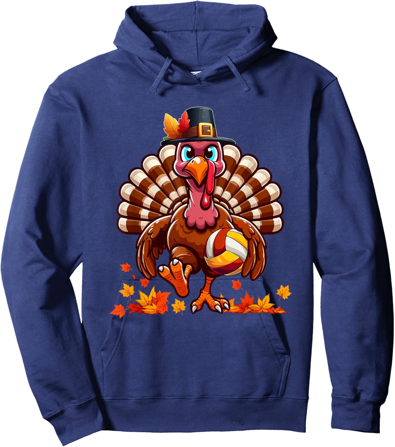 Turkey Thanksgiving Volleyball Equipment Matching Player Hoodie - Hoodie | Navy