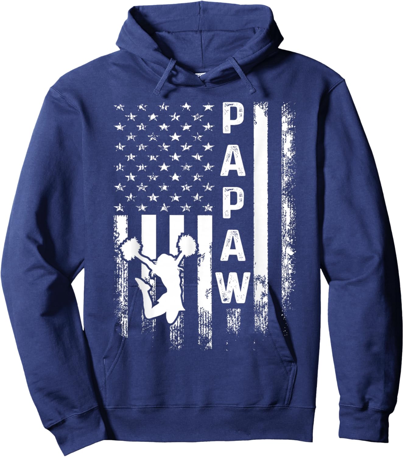 Cheerleader Cheer Papaw America Flag Vintage Xmas Hoodie - Hoodie | Navy