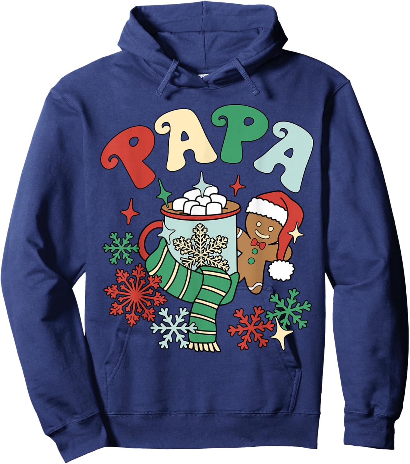 Papa Hot Cocoa Gingerbread Matching Family Christmas Hoodie - Hoodie | Navy