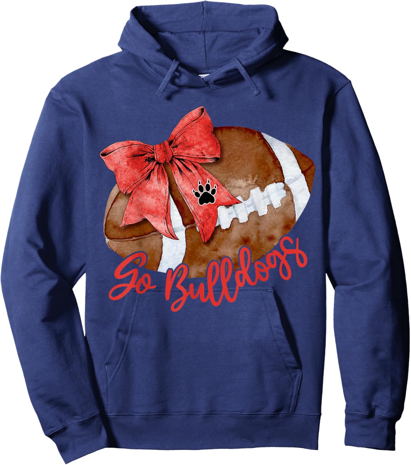 Go Cheer Bulldogs Sports Name Gifts Men Women Coquette Bow Hoodie - Hoodie | Navy