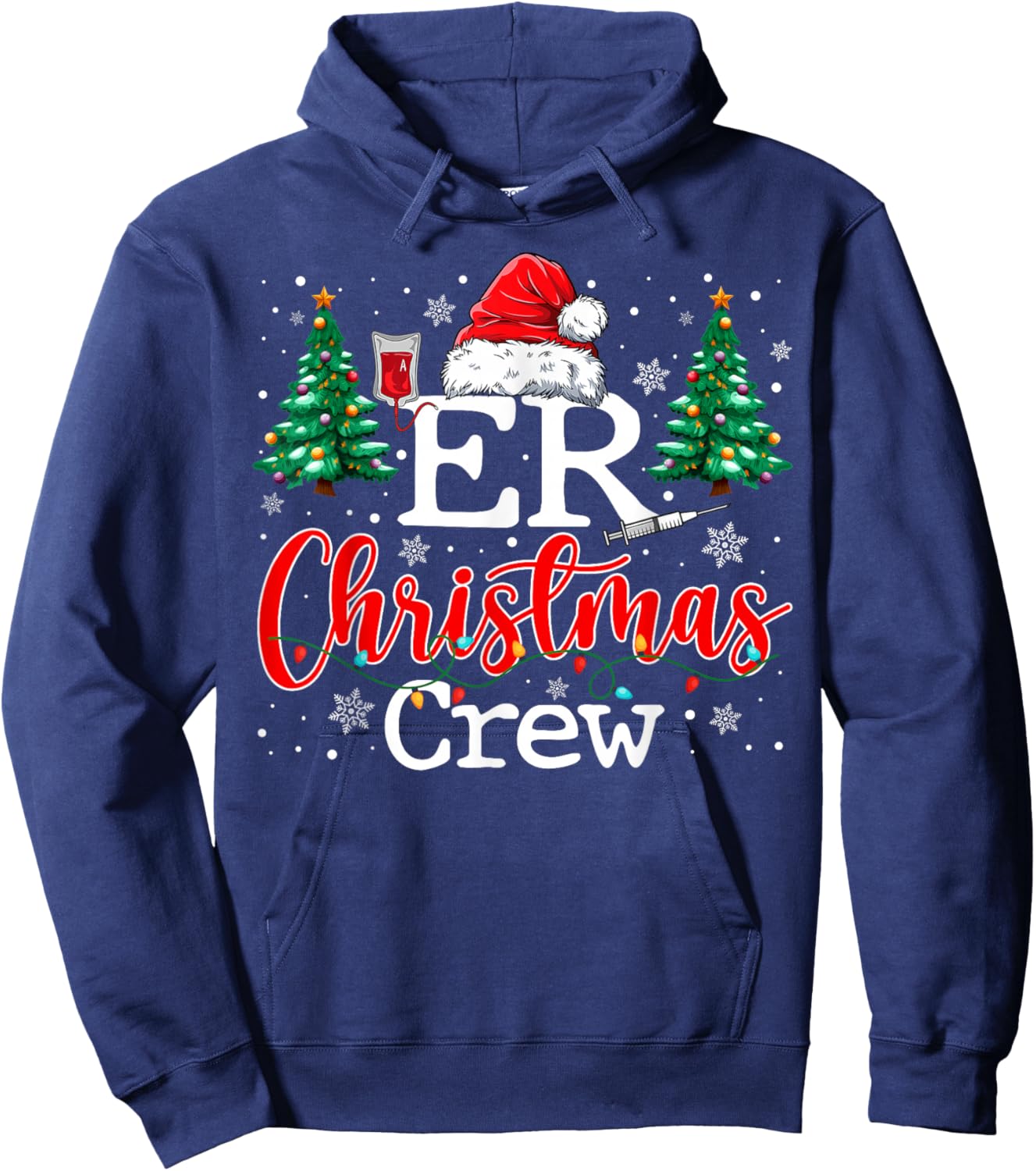 ER Christmas Crew Emergency Room Nurse ER Techs & Secretary Hoodie - Hoodie | Navy