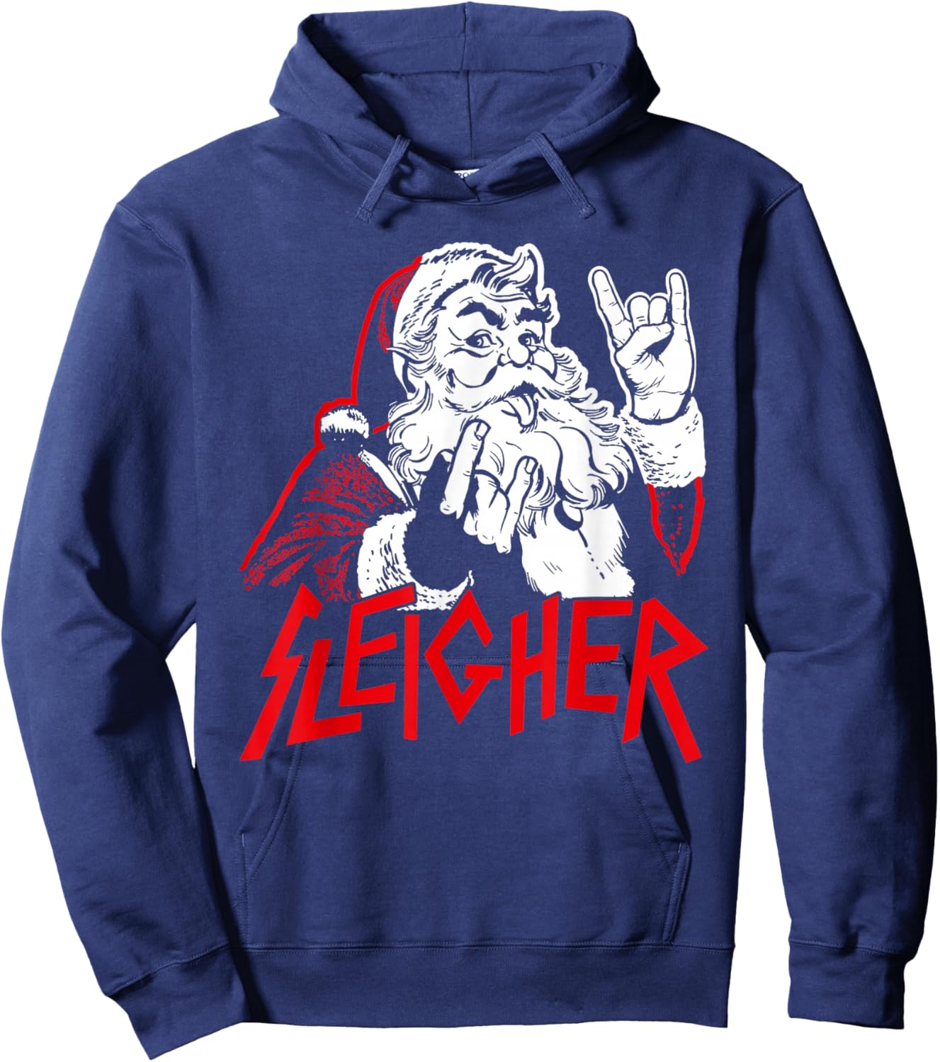 Christmas Sleigher Santa Rock Xmas Rocker Men Women Kids Boy Hoodie - Hoodie | Navy