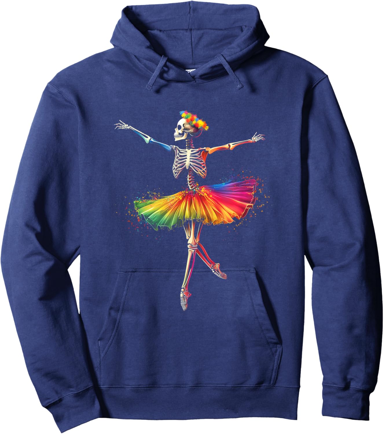 Halloween Skeleton Dancing Rainbow Ballerina Girls Women Hoodie - Hoodie | Navy