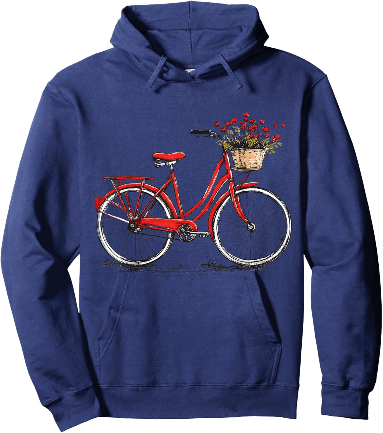 Bicycle with Basket of Flowers, Cyclist Hoodie - Hoodie | Navy