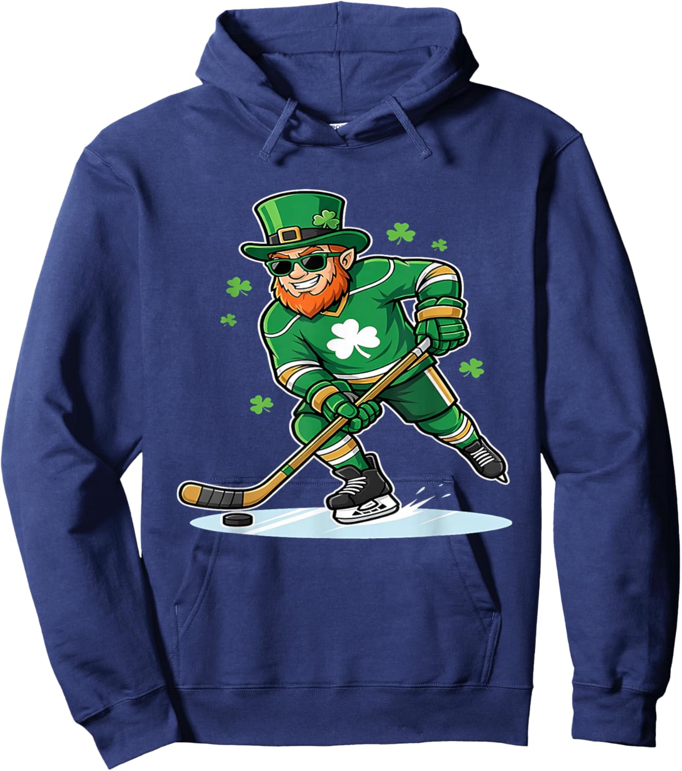 St Patricks Day Ice Hockey US Flag Saint Paddys Men Boys Kid T-Shirt - Hoodie | Navy