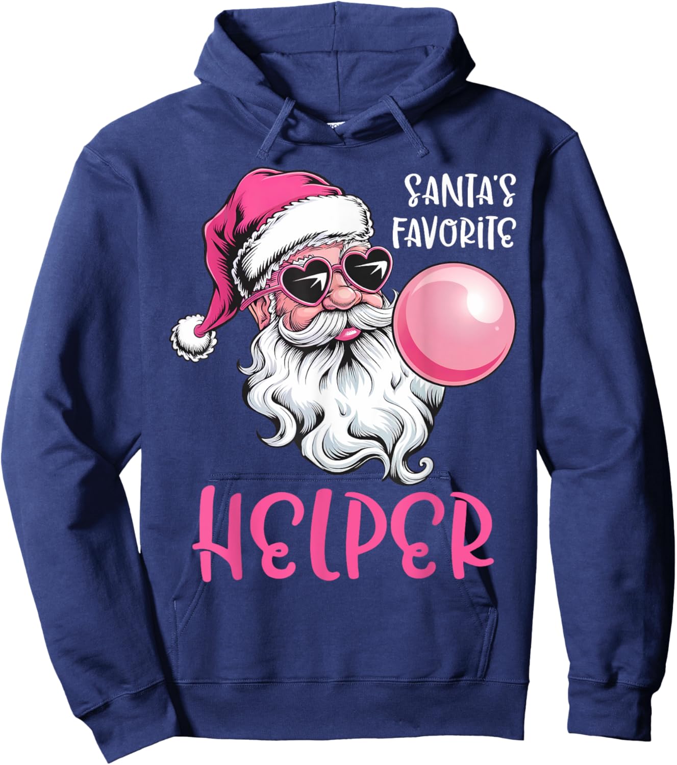 Santa's Favorite Helper Christmas Pink Santa Claus Balloon Hoodie - Hoodie | Navy