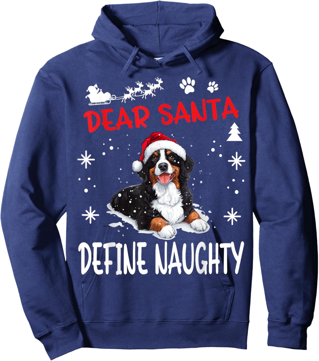 Cute Bernese Mountain Dog Christmas Dear Santa Define Hoodie - Hoodie | Navy