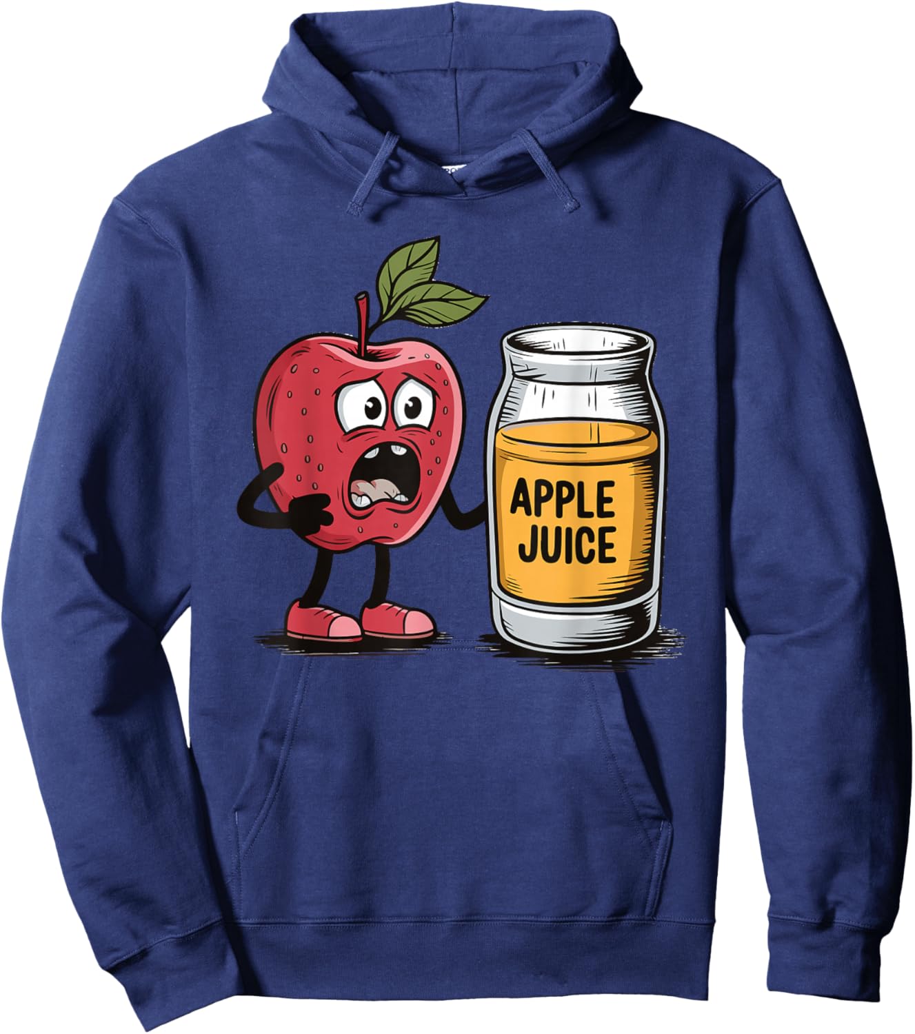 Surprised Apple Looking At Apple Juice Hoodie - Hoodie | Navy