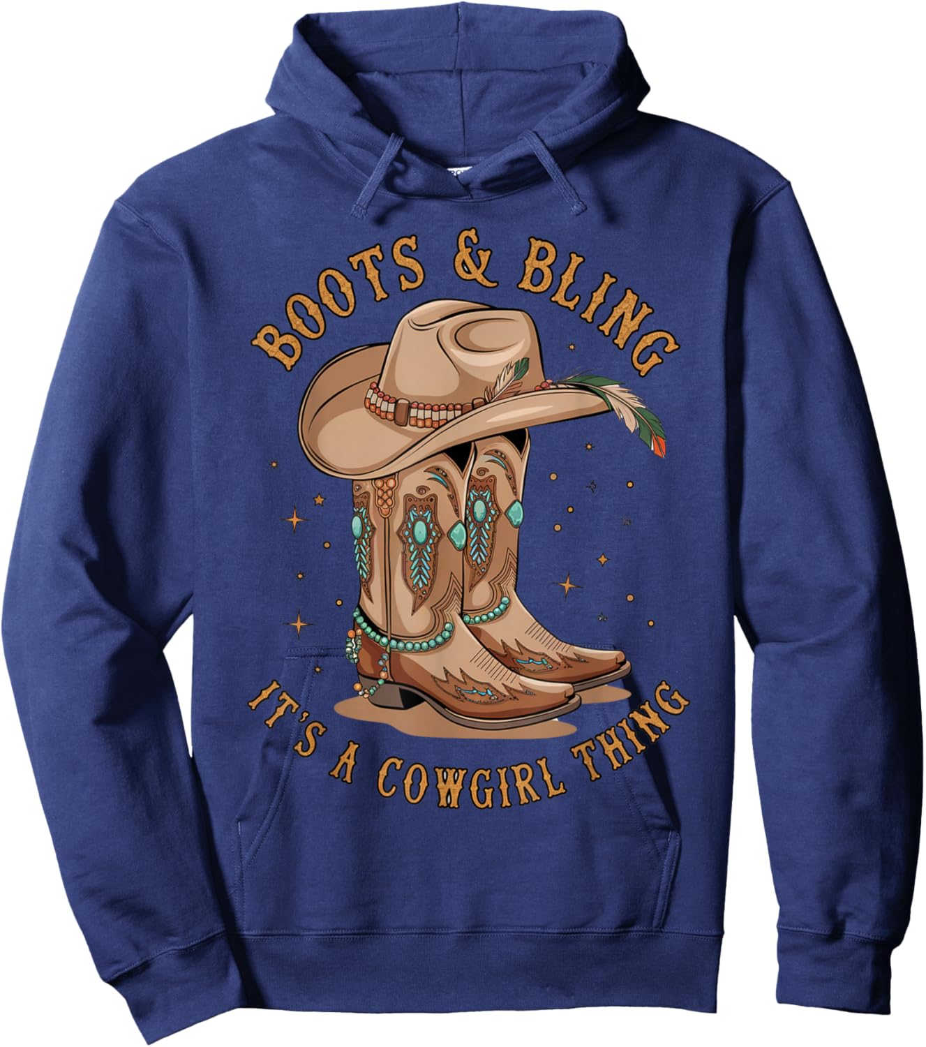 Boots and Bling its a Cowgirl Thing Rodeo Western Country Hoodie - Hoodie | Navy