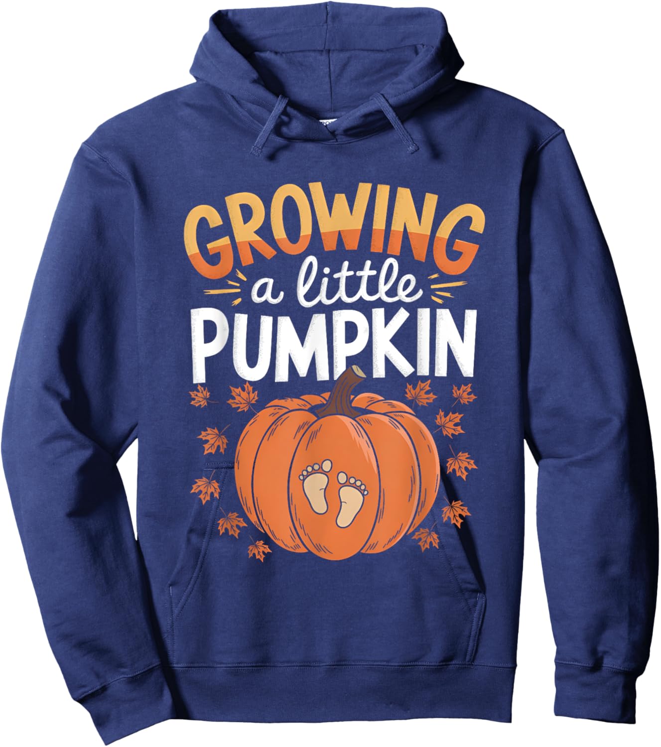Retro Growing A-Little Pumpkin Shirt Thanksgiving Pregnancy Hoodie - Hoodie | Navy