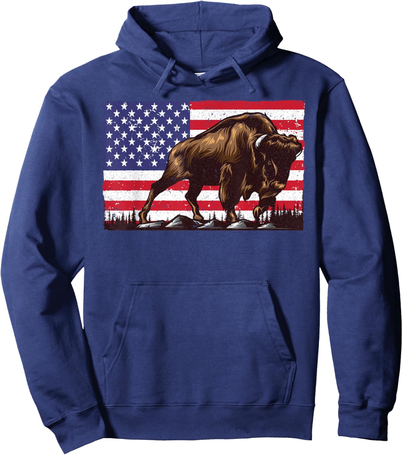 Cool Bison Design Women Kids Buffalo Bison Lovers Hoodie - Hoodie | Navy