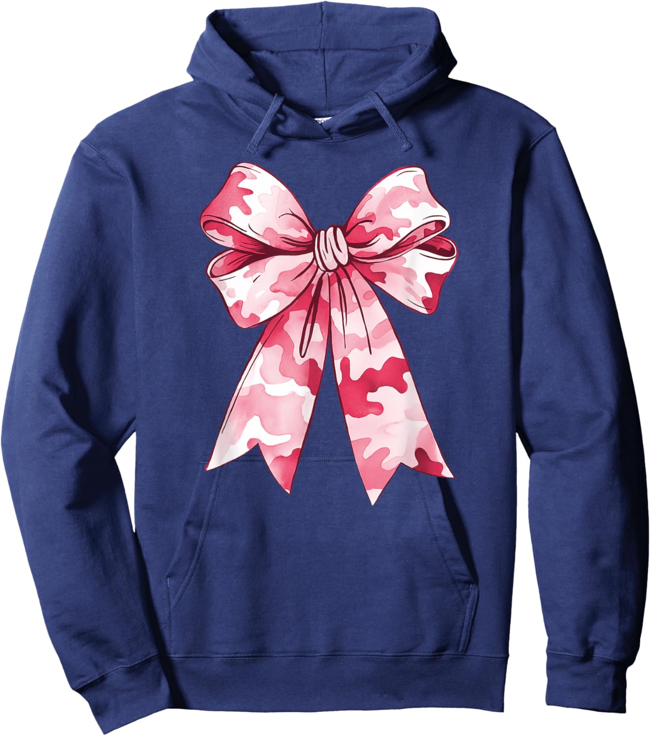 Pink Camouflage Coquette Bow Camo Cute Woman Girl Hoodie - Hoodie | Navy