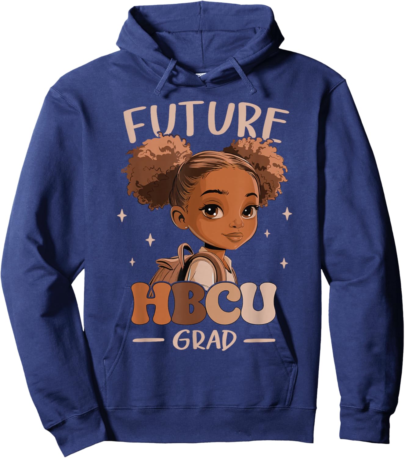 Future HBCU Grad kids Black Girl Afro Black History Month Hoodie - Hoodie | Navy