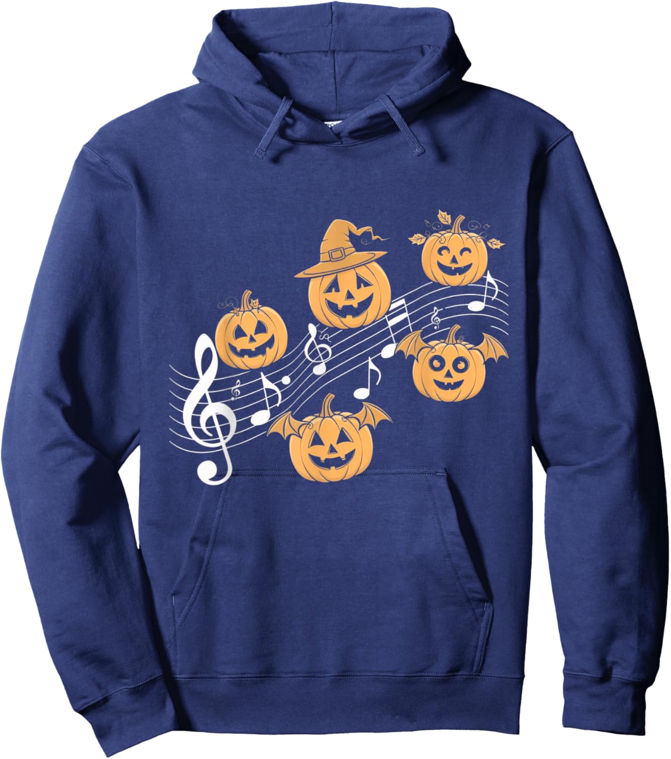 Music Note Pumpkin Fall Music Teacher Halloween Costume Hoodie - Hoodie | Navy