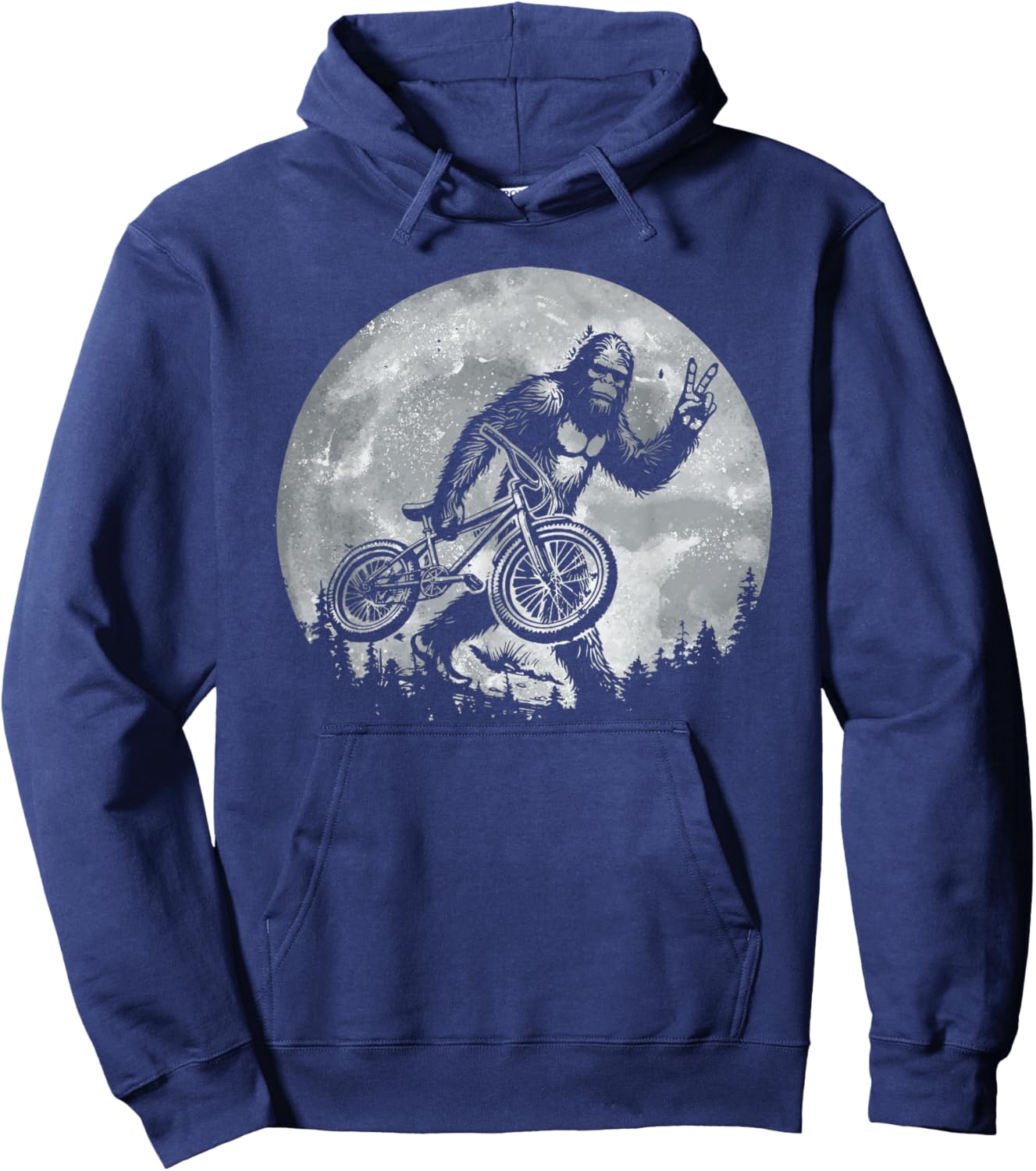 Bigfoot Riding Bicycle Vintage Mountain Biking Bigfoot Biker Hoodie - Hoodie | Navy