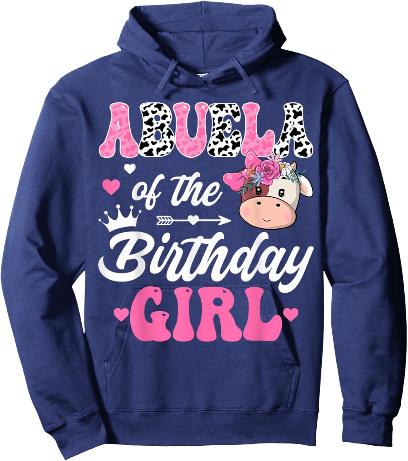 Abuela Of The Birthday Girl Farm Cow 1St Birthday Girl Hoodie - Hoodie | Navy