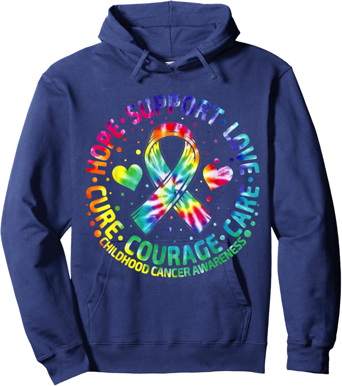 Childhood Cancer Support Family Childhood Cancer Awa Tie Dye Hoodie - Hoodie | Navy