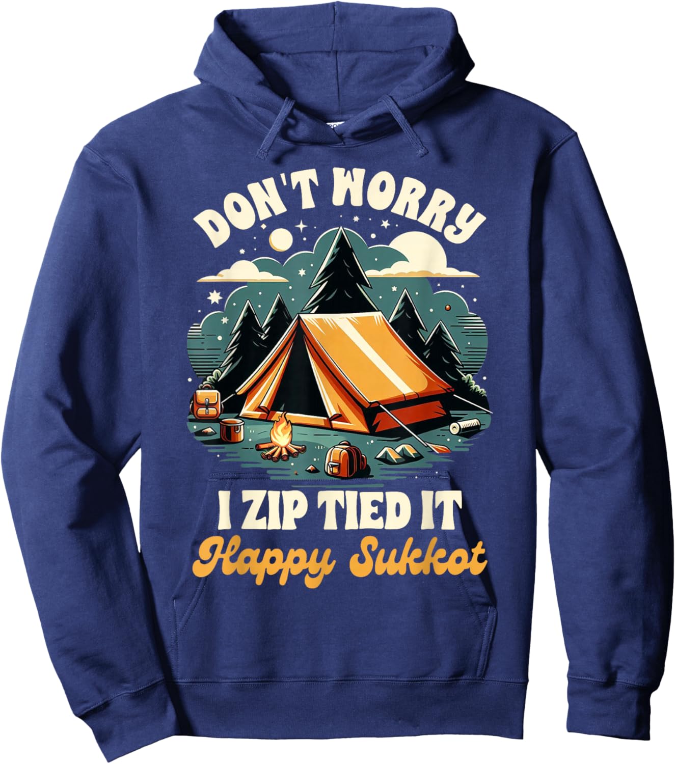 Sukkot Jewish Feast Of Tabernacles I Zip Tied Happy Sukkot Hoodie - Hoodie | Navy