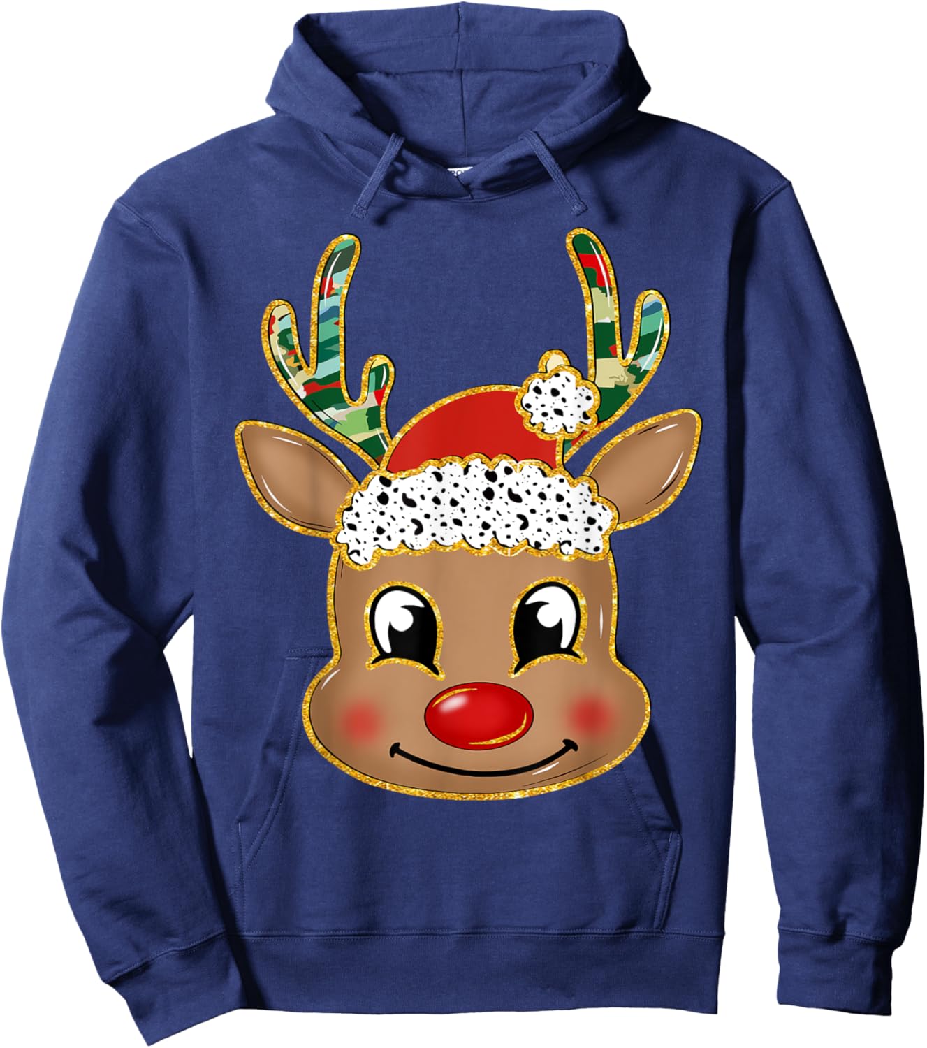 Reindeer Christmas Boys Christmas Coquette Bow Xmas Pajamas Hoodie - Hoodie | Navy