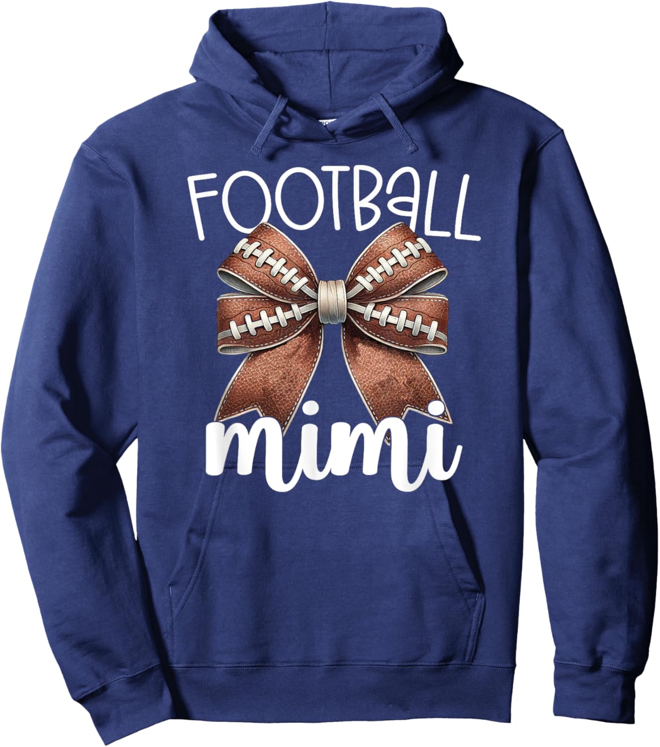 Football Mimi - Football Coquette Bow - Grandma Game Day Hoodie - Hoodie | Navy