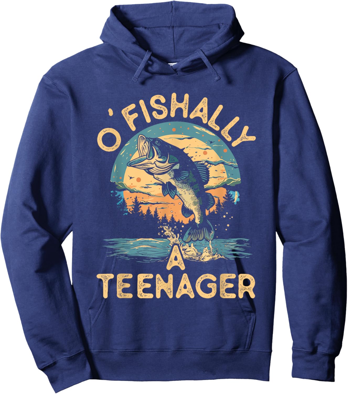 O'Fishally a Teenager Funny Fishing Teens Boys Girls Kids Hoodie - Hoodie | Navy