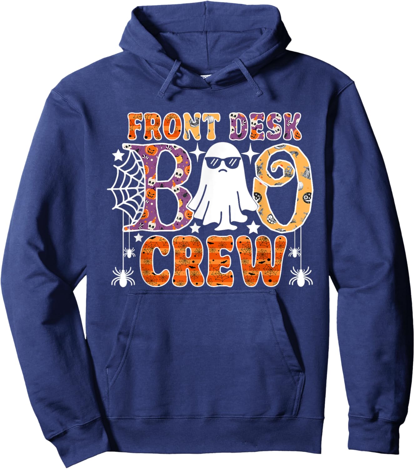Front Desk Boo Crew Funny Ghost Halloween Receptionist Hoodie - Hoodie | Navy