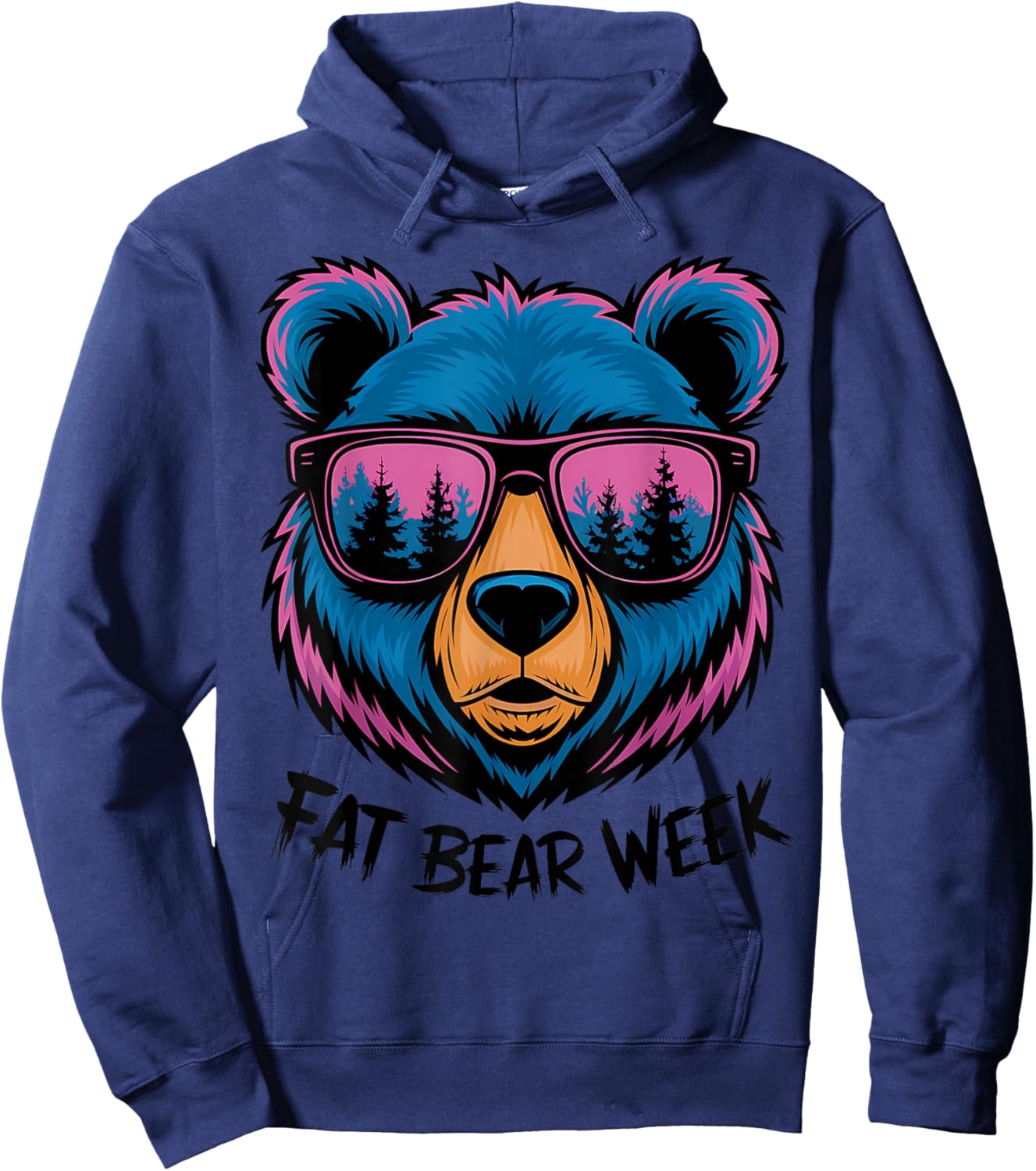 Fat Bear Week Retro Bear Sunglasses Nature Lovers Hoodie - Hoodie | Navy