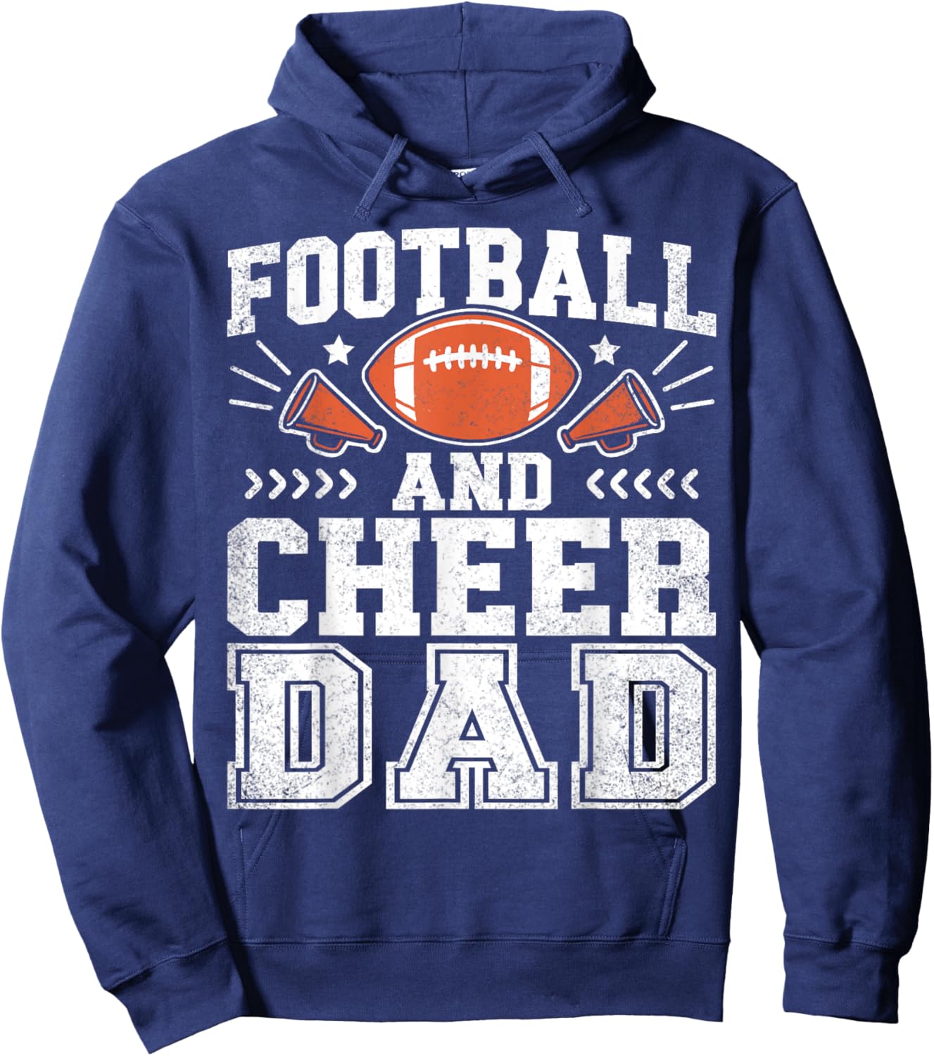 Football And Cheer Dad Daddy Cheerleader Player Fathers Day Hoodie - Hoodie | Navy