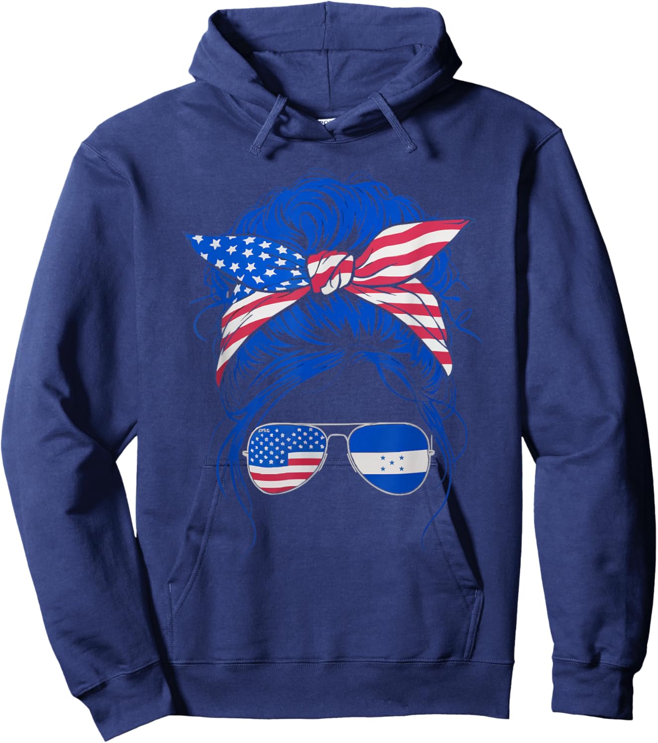 Half American Half Honduran USA Flag Honduras America Hoodie - Hoodie | Navy
